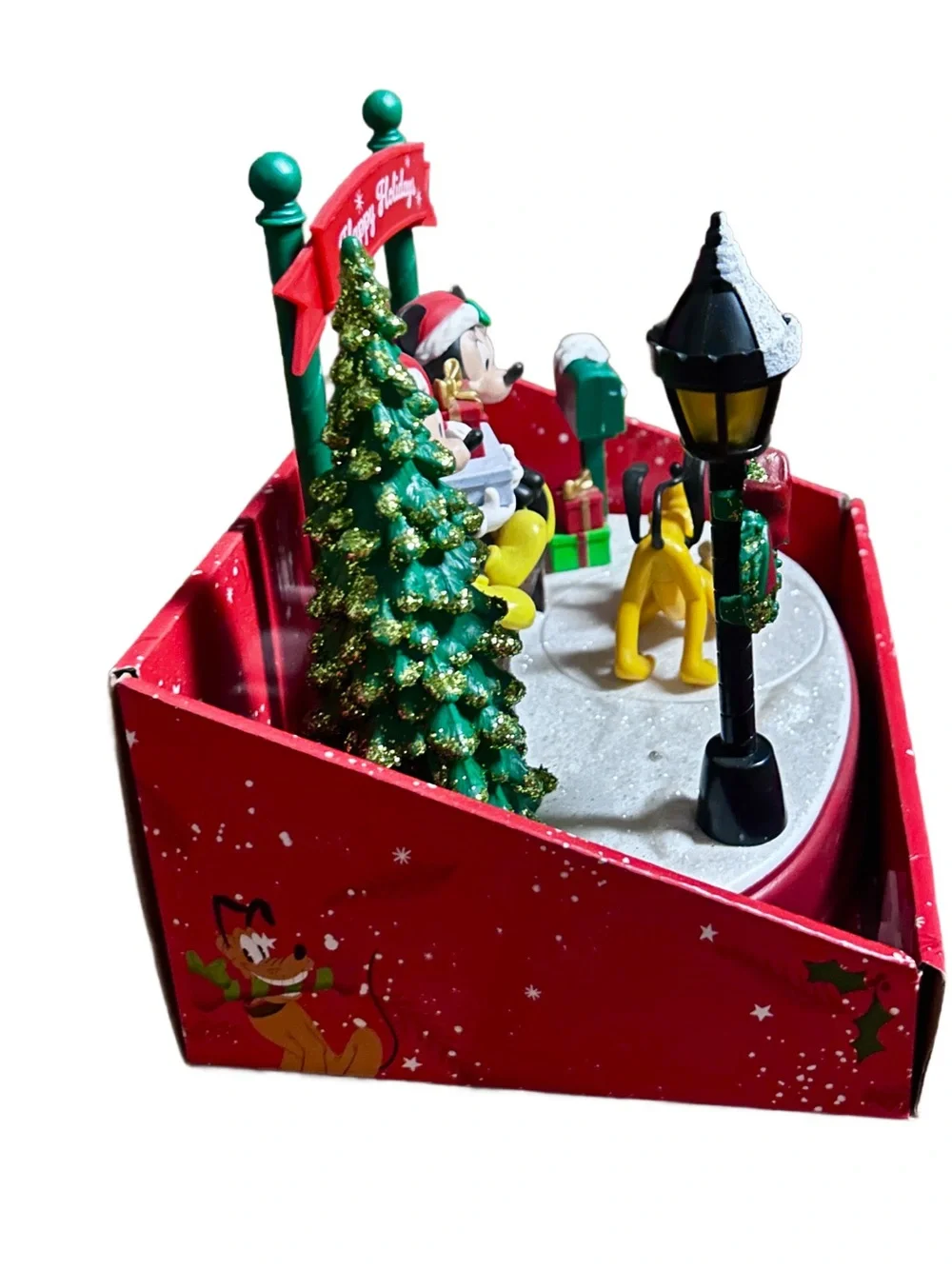 Disney ~ Mickey & Minnie Mouse Christmas Animated/Musical Mail Box Scene ~ New